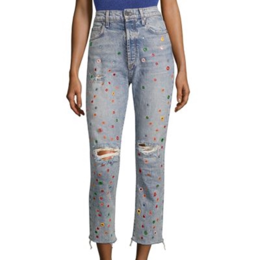AO.LA by Alice + Olivia Distressed Grommet Jeans